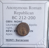 #N865# Anonymous Roman Republican issue bronze coin of Syracuse 212-200 BC