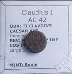 #K046# Roman Quadrans bronze coin of Claudius I from 41 AD