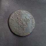 #o173# French copper double tournois coin of Louis XIII from 1640 AD