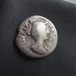 #o307# Roman silver denarius coin of Faustina II from 154-156 AD