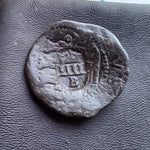 #o285# Spanish Countermarked 4 maravedis coin of Philip IV, 1655 AD