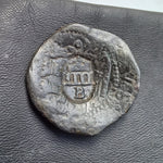 #o285# Spanish Countermarked 4 maravedis coin of Philip IV, 1655 AD