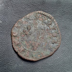 #o376# French copper double tournois coin of Henry IV from 1591-1594 AD