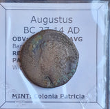 #N764# Roman provincial bronze coin of Augustus from BC 27-14 AD (Spain)