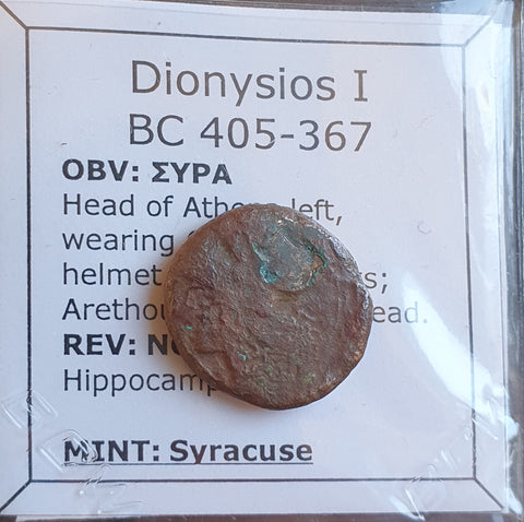 #o359# Sicilian Greek coin of Dionysios I from Syracuse, 405-367 BC. (Copy)