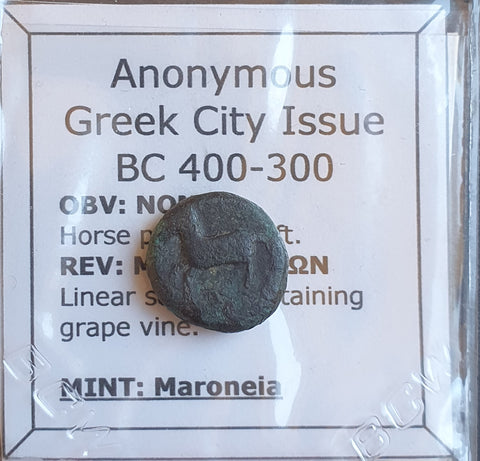 #J482# Anonymous Greek City Issue Bronze Coin of Maroneia from 400-300 BC
