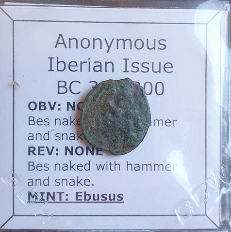 #N671# Anonymous Iberian Greek City Issue Bronze Coin of Ebusus (Ibiza) from 300-200 BC