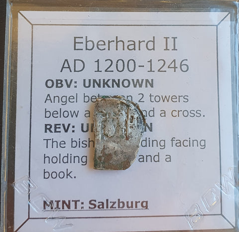 #o213## Bohemian silver 1 Pfennig coin of Eberhard II from 1200-1246 AD