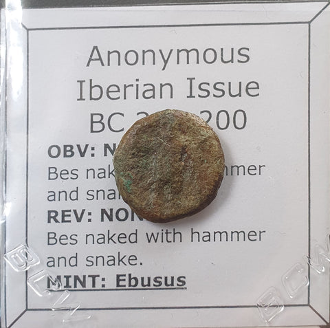 #N658# Anonymous Iberian Greek City Issue Bronze Coin of Ebusus (Ibiza) from 300-200 BC