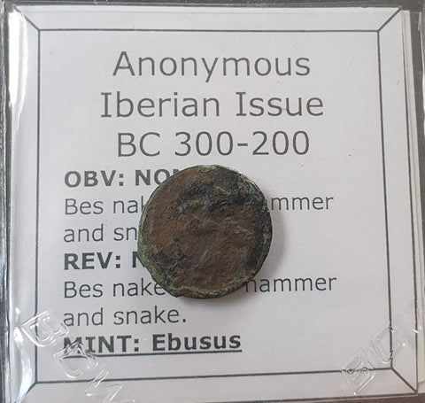 #n666# Anonymous Iberian Greek City Issue Bronze Coin of Ebusus (Ibiza) from 300-200 BC