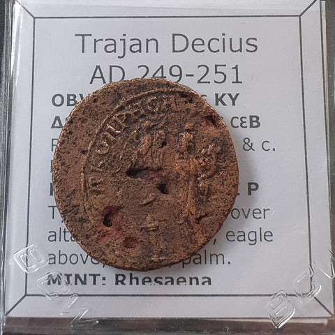#o398# Rare Roman bronze provincial coin of Trajan Decius, 249-251 AD (Rhesaena)