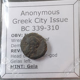 #o406# Anonymous Greek bronze coin of Gela from 339-310 BC