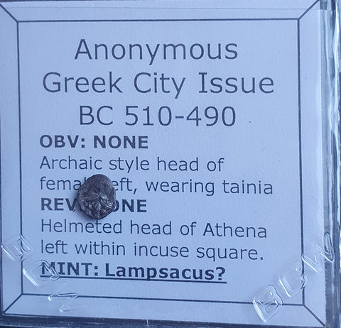 #o455# Rare Anonymous silver Greek city issue Tetartemorion from Lampsakos from 510-490 BC