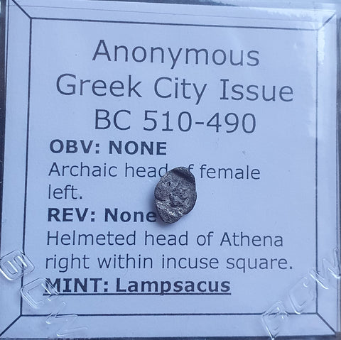 #o471# Rare Anonymous silver Greek city issue Tetartemorion from Lampsakos from 510-490 BC
