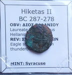 #o360# Sicilian Greek coin of Hiketas II from Syracuse, 287-278 BC