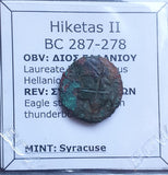 #o360# Sicilian Greek coin of Hiketas II from Syracuse, 287-278 BC