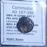 #o318# Roman silver denarius coin of Commodus from 188 AD