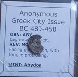 #o471# Anonymous Greek City Issue silver obol of Abydos from 480-450 BC