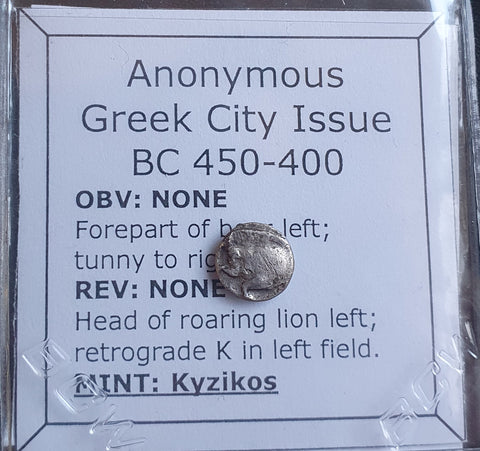 #o420# Anonymous silver Greek city issue coin from Kyzikos 450-400 BC