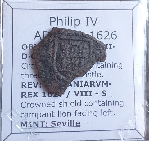 #o500# Spanish Medieval 8 maravedis coin of Philip IV from 1621-1626 AD