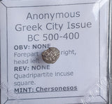 #o480# Anonymous Silver Greek Hemiobol coin Cherronesos 500-400 BC