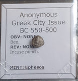 #o469# Anonymous silver Greek city issue Hemiobol from Ephesos, 550-500 BC