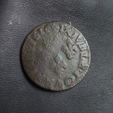 #o203# French copper double tournois coin of Louis XIII from 1626 AD