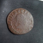 #N785# French copper double tournois coin of Henry III from 1591-1594 AD