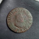 #N300# French copper double tournois coin of Henry IV from 1604 AD