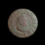 #N300# French copper double tournois coin of Henry IV from 1604 AD