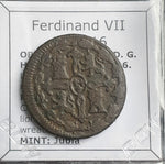 #N856# Spanish Medieval 8 maravedis coin of Ferdinand VII from 1816 AD