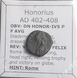 #o383# Rare Roman Bronze coin issued by Honorius from 402-408 AD