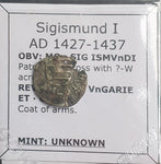 #e413# Hungarian silver denar coin of Sigismund I from 1427-1437 AD