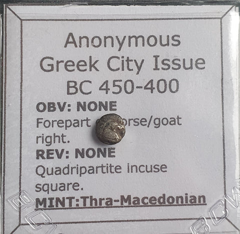 #d703# Anonymous silver Greek city issue Hemiobol from Thrace, 450-400 BC