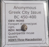 #d700# Anonymous silver Greek city issue Hemiobol from Thrace, 450-400 BC