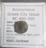 #o401# Anonymous Greek Bronze Coin Minted in the city of Carthage 400-350 BC