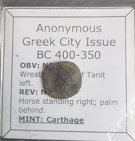 #o401# Anonymous Greek Bronze Coin Minted in the city of Carthage 400-350 BC