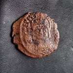 #o560# Byzantine 1/2 follis coin of Justin II from 565-578 AD