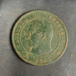 #N312# French copper 10 Centimos coin of Napoleon I from 1855 AD