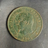 #N312# French copper 10 Centimos coin of Napoleon I from 1855 AD