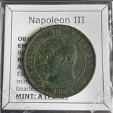 #N312# French copper 10 Centimos coin of Napoleon I from 1855 AD