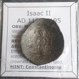 #o510# Byzantine Trachy coin of Isaac II from 1185-1195 AD (Constantinople)