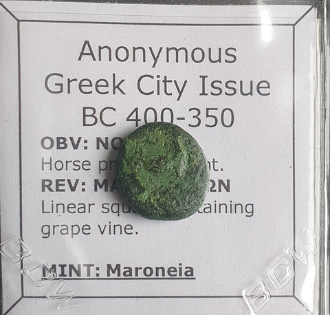 #o546# Anonymous Greek City Issue Bronze Coin of Maroneia from 400-350 BC