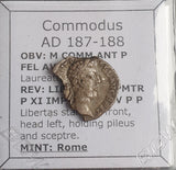 #o527# Roman silver denarius coin of Commodus from 187-188 AD