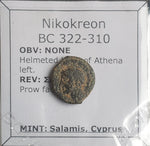 #o502# Greek Cyprus coin of King Nikokreon, 322-310 BC