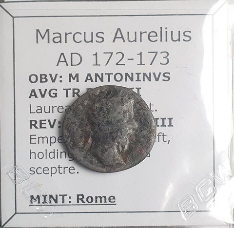 #o324# Roman silver fouree denarius coin of Marcus Aurelius from 172-173 AD