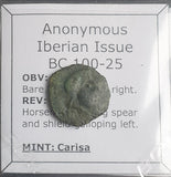 #o512# Anonymous Iberian Greek City Issue Bronze Coin of Carisa from 100-25 BC