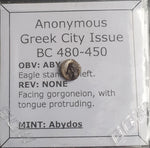 #o443# Rare Anonymous Greek City Issue silver Tetartemorion of Abydos from 480-450 BC