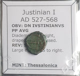 #o575# Byzantine pentanummium coin of Justinian I from 527-565 AD