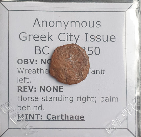 #o402# Anonymous Greek Bronze Coin Minted in the city of Carthage 400-350 BC